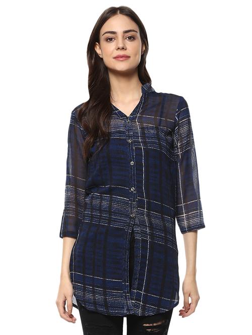 dark blue checkered tunic - 14638964 - Very Small Image - 1