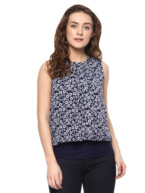 blue crepe layered top - 14638969 - Very Small Image - 1