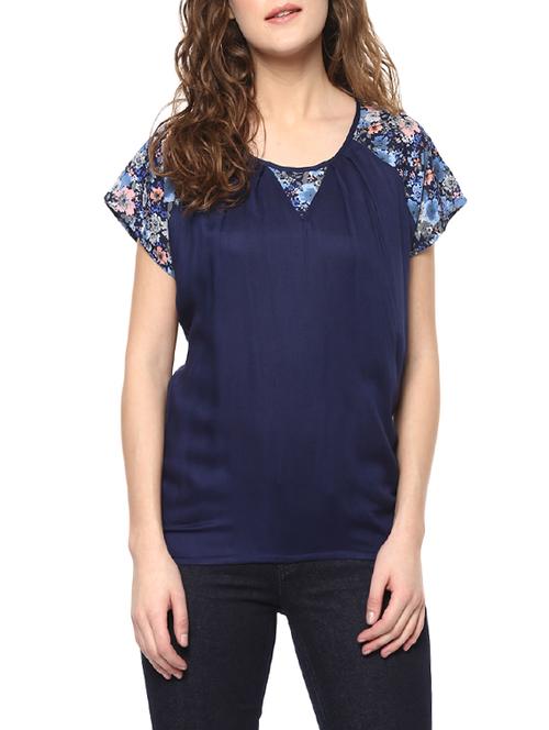 blue crepe regular top - 14639012 - Very Small Image - 1