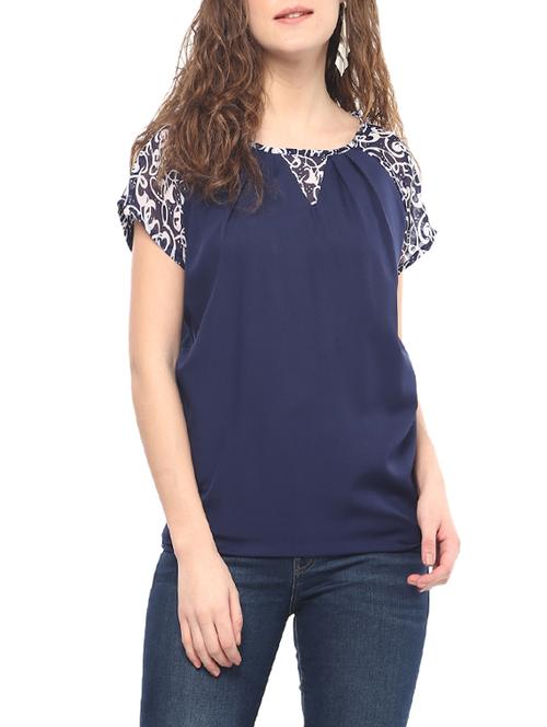 blue crepe regular top - 14639013 - Very Small Image - 1