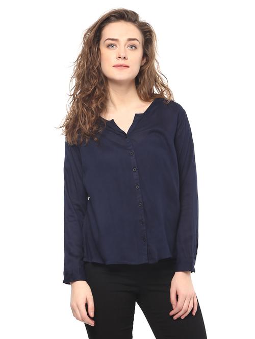 navy blue rayon top - 14639038 - Very Small Image - 1
