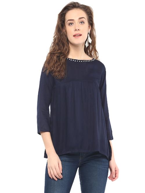 navy blue embellished top - 14639062 - Very Small Image - 1