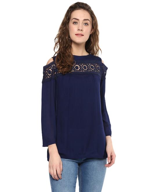 blue cold shoulder top - 14639067 - Very Small Image - 1