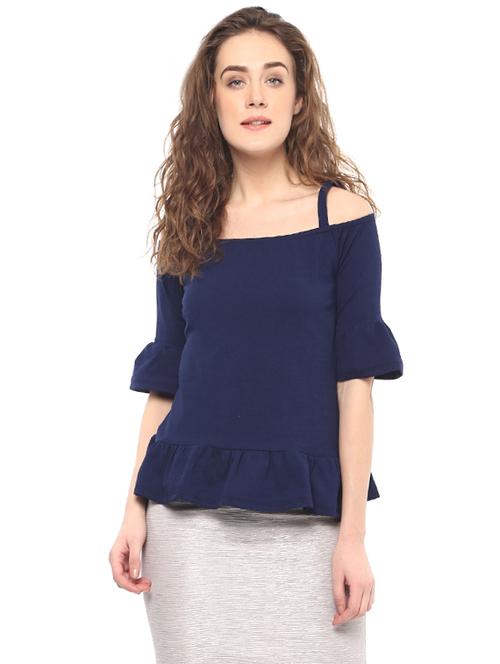 dark blue cold shoulder top - 14639072 - Very Small Image - 1