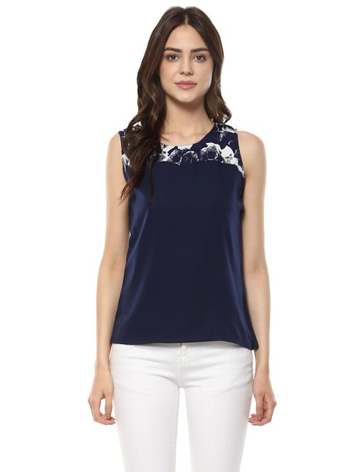 navy blue printed top - 14639092 - Very Small Image - 1