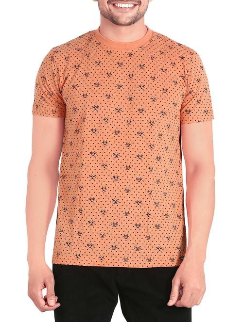 orange cotton all over print tshirt - 14639112 - Very Small Image - 1