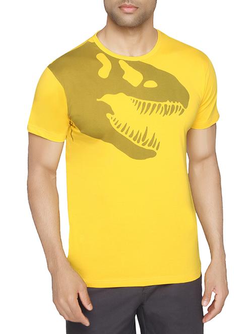 yellow cotton chest print tshirt - 14640454 - Very Small Image - 1