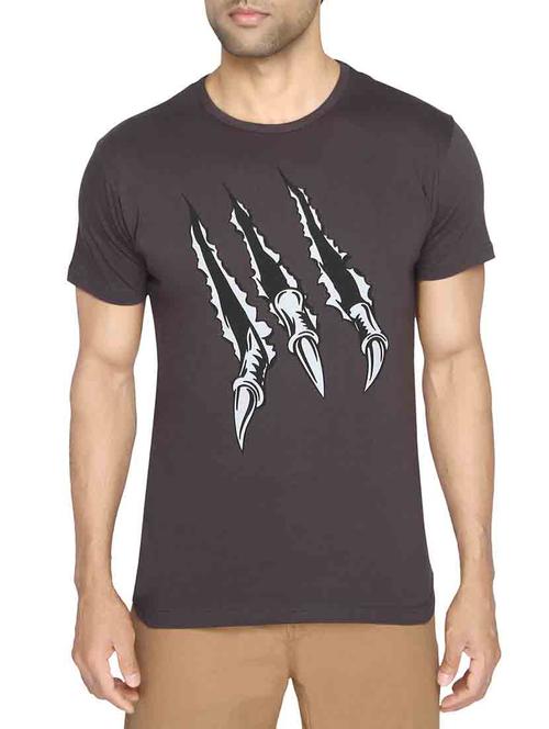 grey cotton chest print t-shirt - 14640460 - Very Small Image - 1