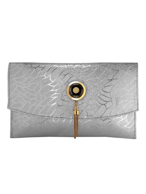 silver leatherette envelope clutch - 14640738 - Very Small Image - 1
