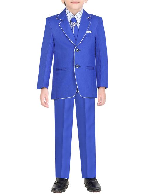 blue cotton blend suit set - 14641098 - Very Small Image - 1