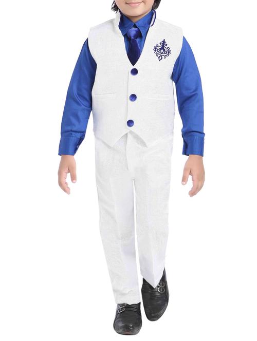 white cotton blend waistcoat suit set - 14641108 - Very Small Image - 1