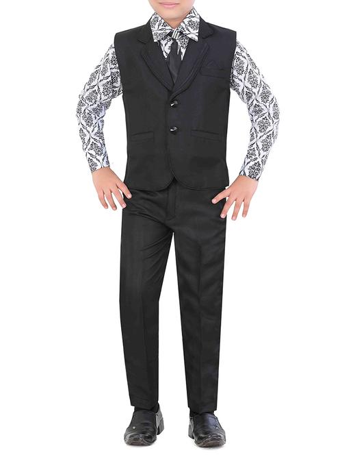 black cotton blend waistcoat suit set - 14641122 - Very Small Image - 1