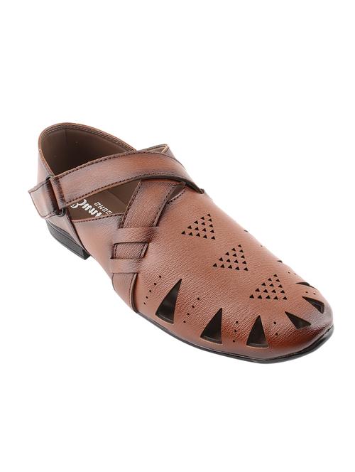tan leatherette slip on sandal - 14641240 - Very Small Image - 1