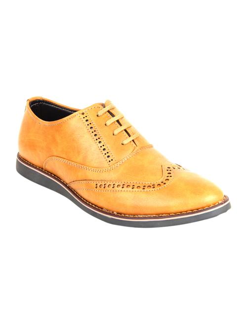 tan leatherette lace-up brogues - 14641251 - Very Small Image - 1