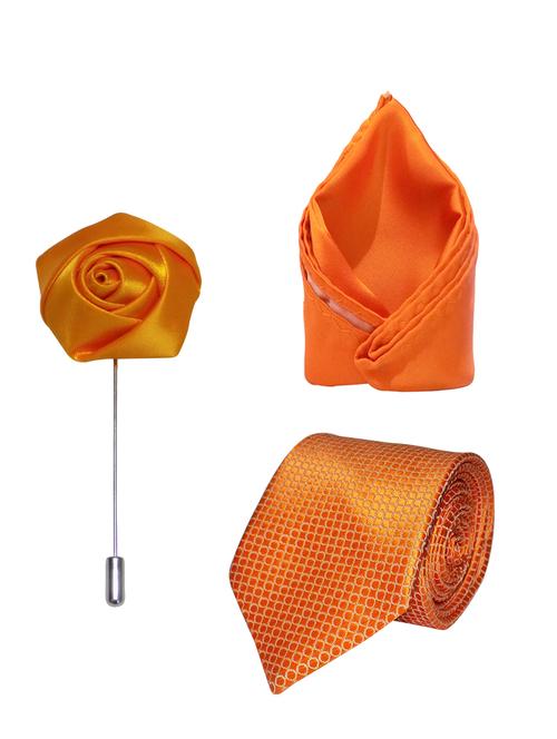 orange micro fiber tie with lapel pin and handkerchief - 14641276 - Very Small Image - 1