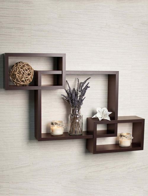 wooden intersecting storage wall shelves - 14641377 - Very Small Image - 1