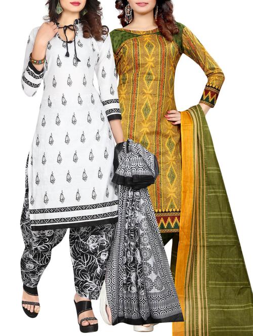 multi colored cotton combo unstitched suitl (set of 2) - 14642602 - Very Small Image - 1