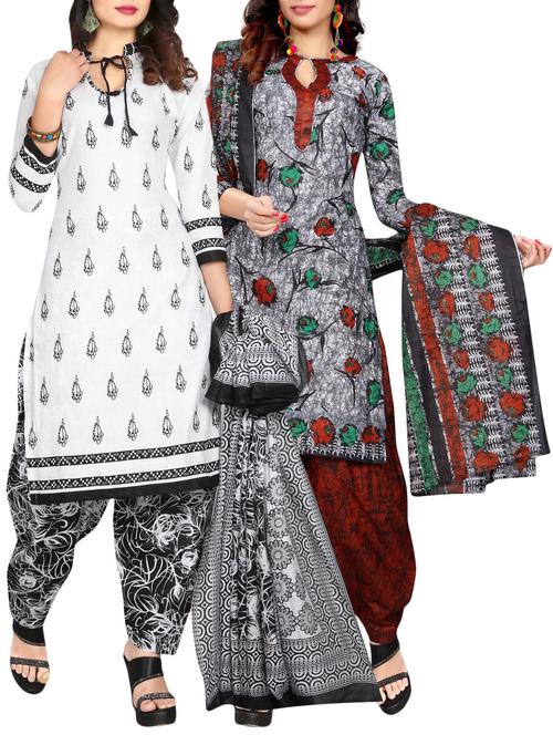 multi colored cotton combo unstitched suitl (set of 2) - 14642605 - Very Small Image - 1
