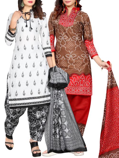 multi colored cotton combo unstitched suitl (set of 2) - 14642607 - Very Small Image - 1