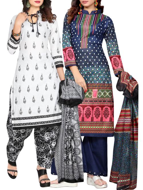 multi colored cotton combo unstitched suitl (set of 2) - 14642610 - Very Small Image - 1