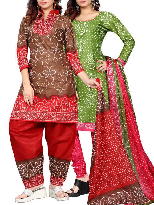 multi colored cotton combo unstitched suitl (set of 2) - 14642623 - Very Small Image - 1