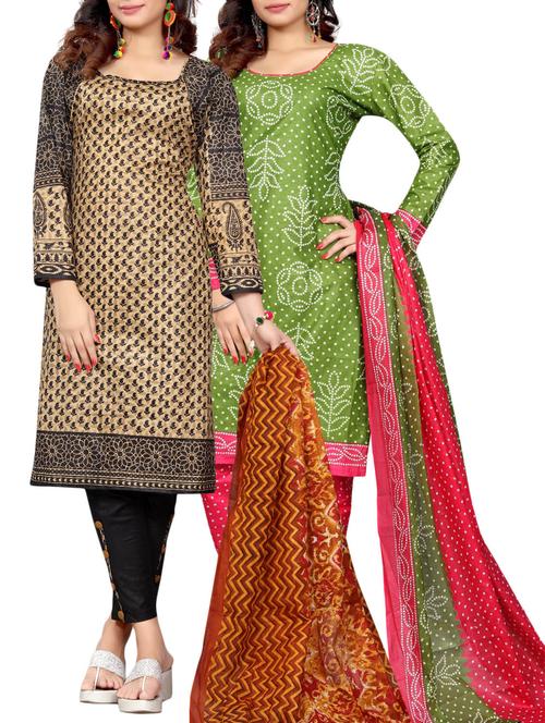 multi colored cotton combo unstitched suitl (set of 2) - 14642625 - Very Small Image - 1