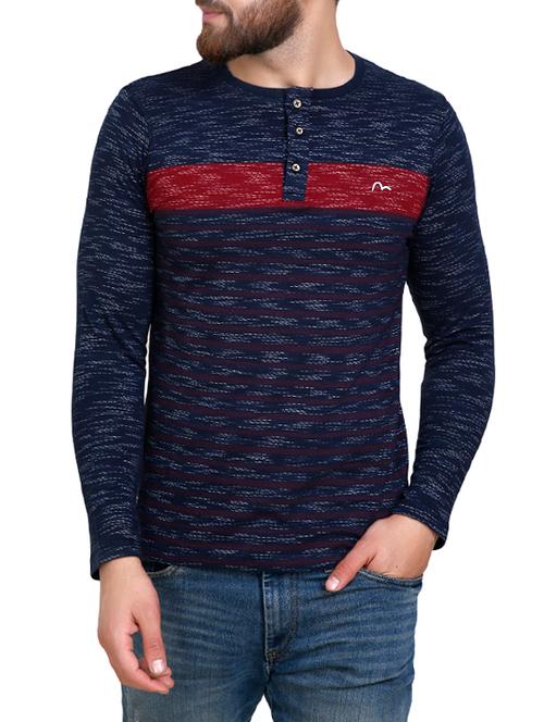 navy blue cotton all over print tshirt - 14643194 - Very Small Image - 1