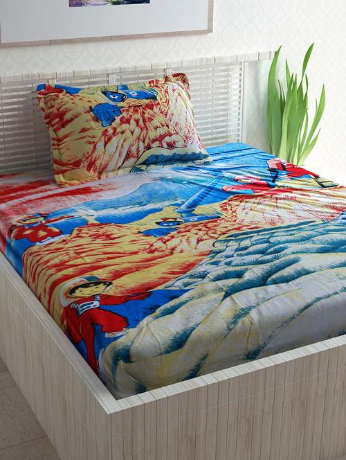 cartoon printed single bedsheet with 1 pillow cover - 14644313 - Very Small Image - 1