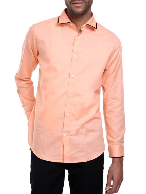 orange cotton casual shirt - 14645786 - Very Small Image - 1