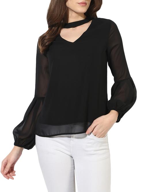 choker neck lantern sleeved top - 14646306 - Very Small Image - 1