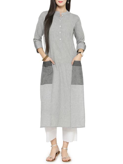 front pocket stripes kurta & pant set - 14646408 - Very Small Image - 1