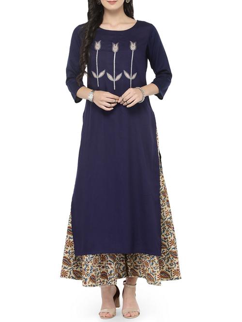 embroidered kurta with palazzo set - 14646434 - Very Small Image - 1