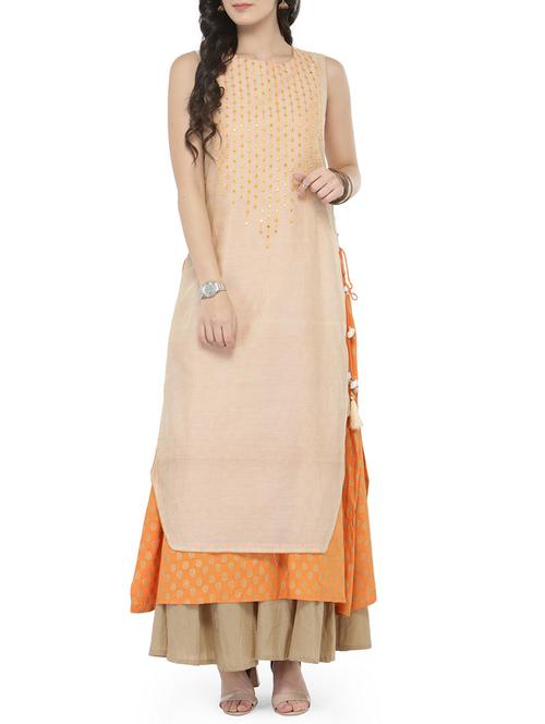 peach kurta palazzo set - 14646460 - Very Small Image - 1