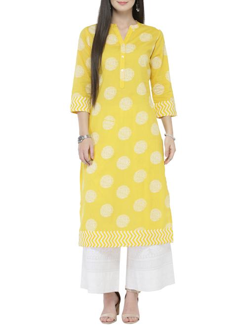 yellow cotton kurta palazzo set - 14646505 - Very Small Image - 1
