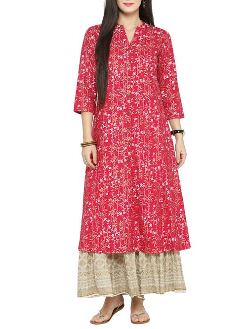 printed button down placket kurta - 14646530 - Very Small Image - 1