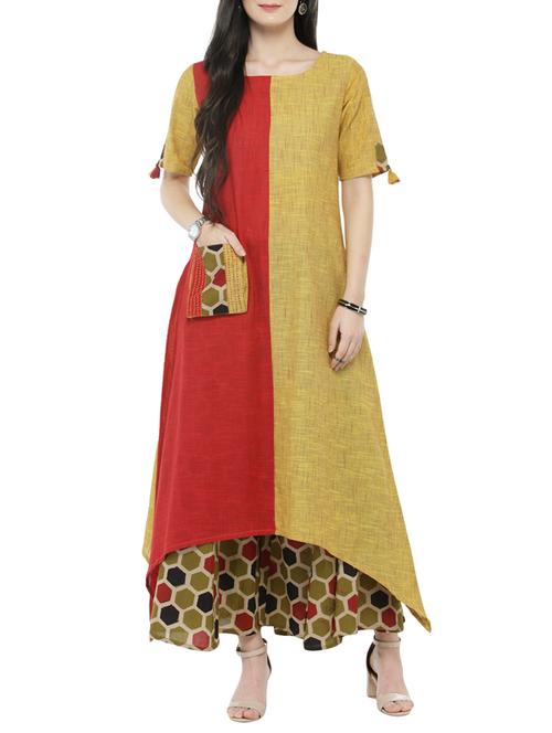 asymmetric patch pocket kurta - 14646544 - Very Small Image - 1