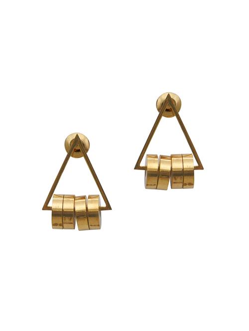 gold metal drop earrings - 14646613 - Very Small Image - 1