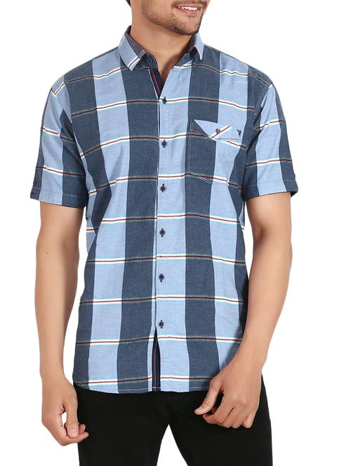 blue cotton casual shirt - 14647316 - Very Small Image - 1