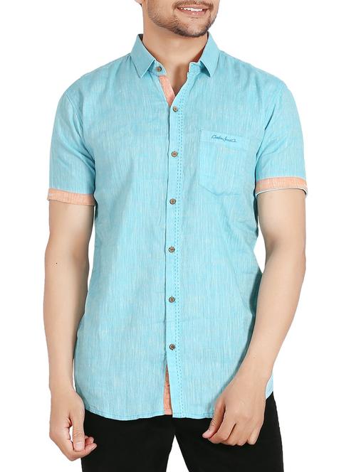 light blue solid casual shirt - 14647317 - Very Small Image - 1