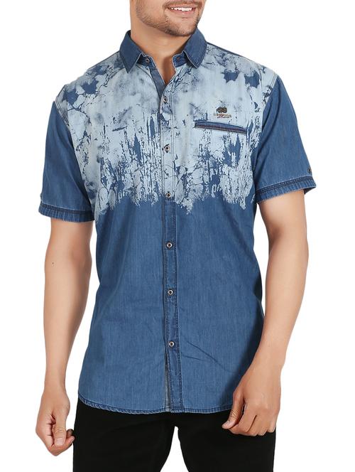 blue cotton casual shirt - 14647345 - Very Small Image - 1