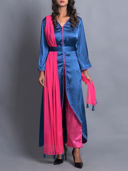 the home affair blue high-low stitched suit - 14647365 - Very Small Image - 1
