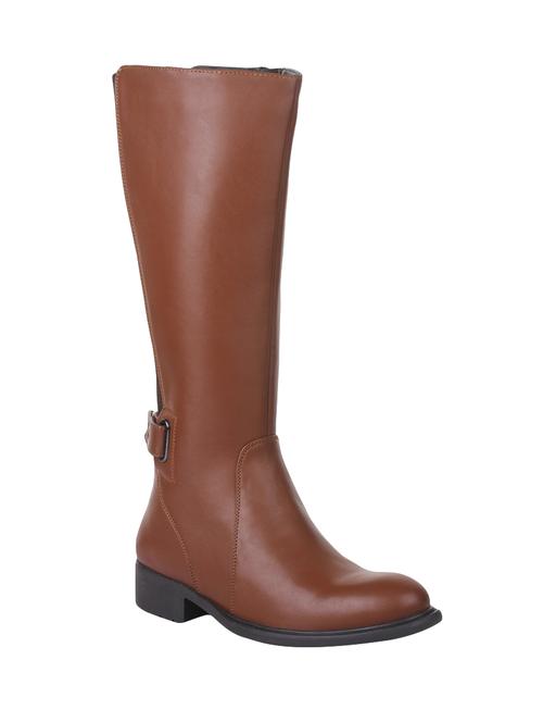 tan faux leather knee length boot - 14647378 - Very Small Image - 1