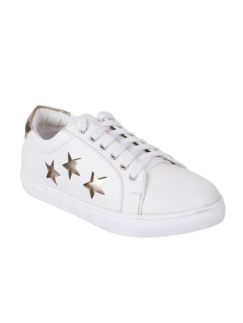 white faux leather laceup sneakers - 14647399 - Very Small Image - 1