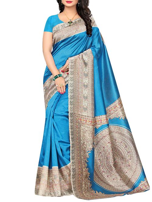 sky blue mysore silk saree with blouse - 14648056 - Very Small Image - 1