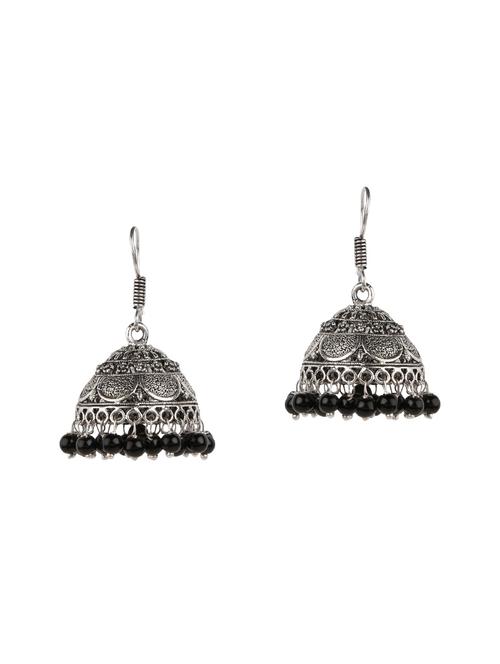 black metal jhumka earrings - 14648641 - Very Small Image - 1