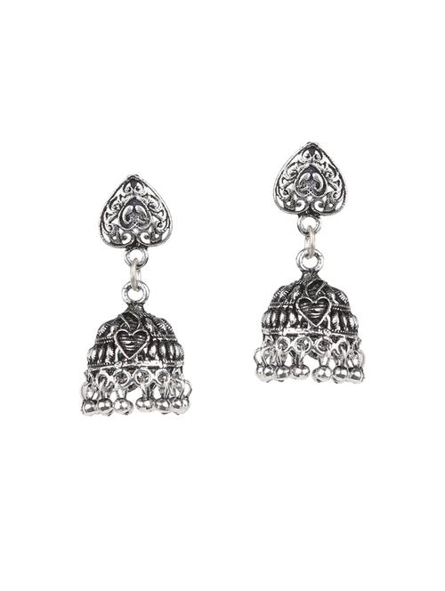 silver metal jhumka earrings - 14648643 - Very Small Image - 1
