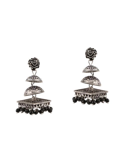 black metal jhumka earrings - 14649292 - Very Small Image - 1