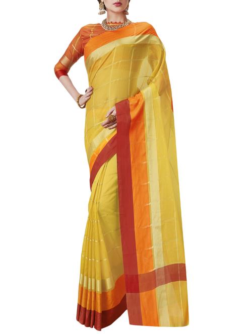 yellow jute bordered saree with blouse - 14649834 - Very Small Image - 1