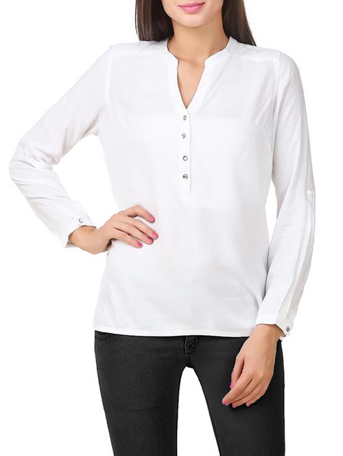 solid white rayon tunic - 14649875 - Very Small Image - 1