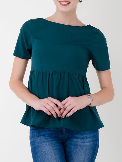 women's peplum boat neck top - 14649947 - Very Small Image - 1